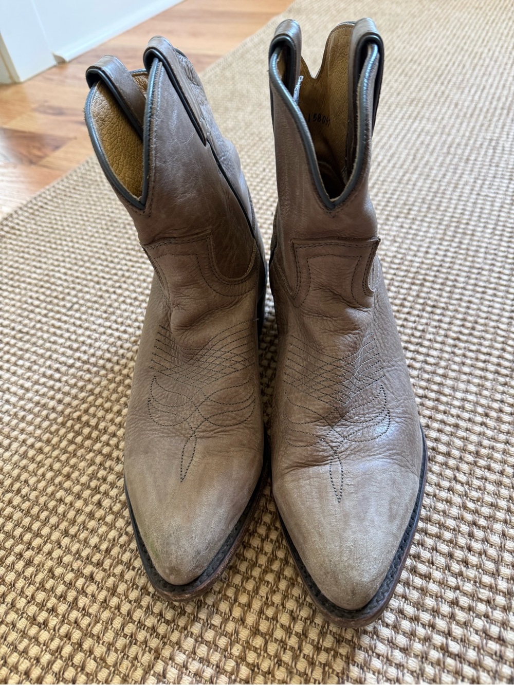 Frye Taupe Leather Western Boots